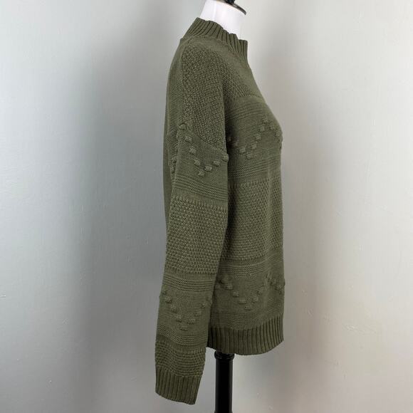PINK CLOVER StitchFix Olive Green Gabriel Mock Neck Textured Sweater Large NEW - Picture 5 of 8